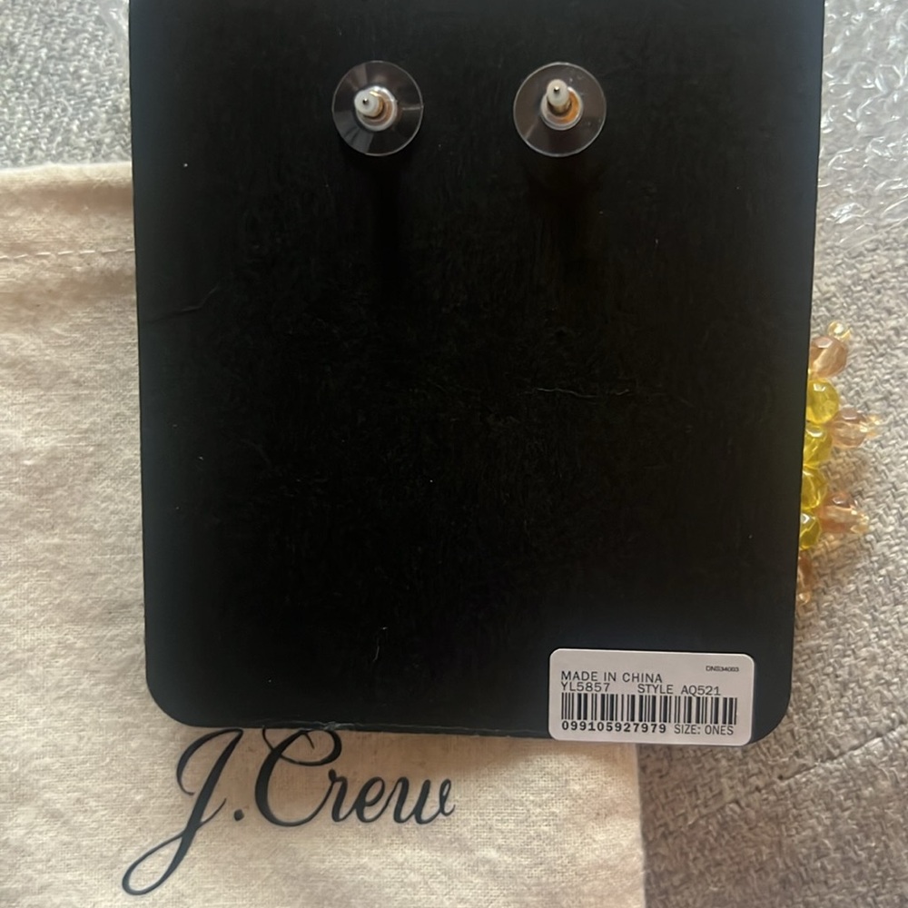 NWT J.Crew Yellow Beaded Post Statement Earrings - Picture 3 of 5